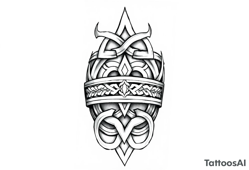 Celtic tribal half sleeve with memorial band tattoo idea