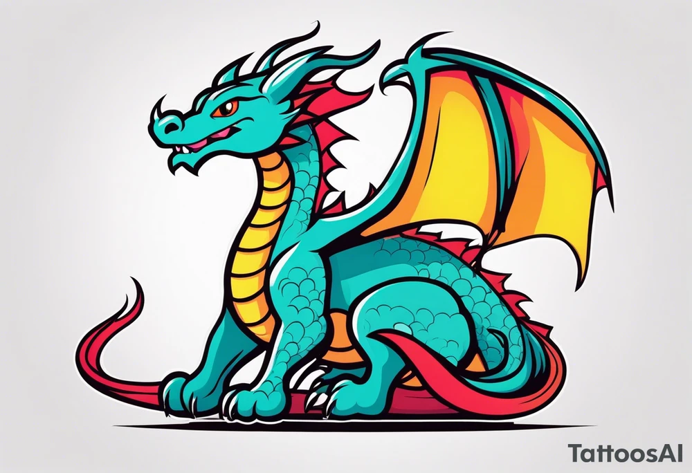 Dragon in color minimalism tattoo idea