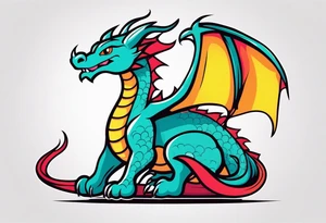 Dragon in color minimalism tattoo idea
