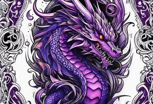 Purple eldritch dragon arm sleeve tattoo idea