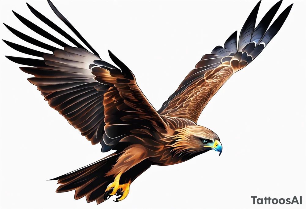 I want a tattoo for my daughter, her name is Daya which means black kite. I also love natur and I'm a climate change activist. Make the black kite soft, little more child like. For small tattoo. Lass details tattoo idea