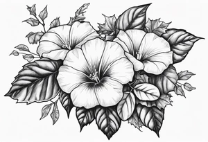 Bouquet of morning glories and holly tattoo idea