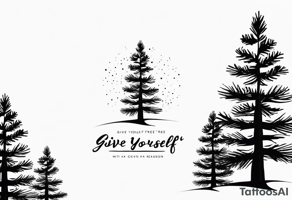 Pine tree with the words "give yourself a reason". tattoo idea Pine tree with the words "give yourself a reason". tattoo idea