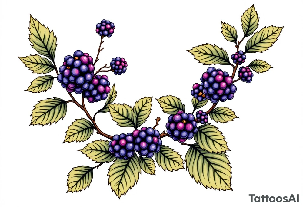 American traditional style Blackberry vine tattoo idea