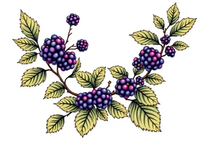 American traditional style Blackberry vine tattoo idea