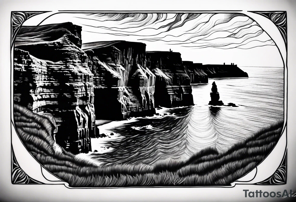 Starry night Cliffs of Moher tattoo idea