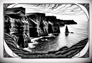 Starry night Cliffs of Moher tattoo idea