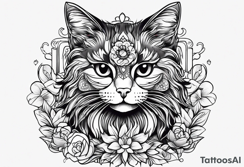 Childish cat tattoo idea