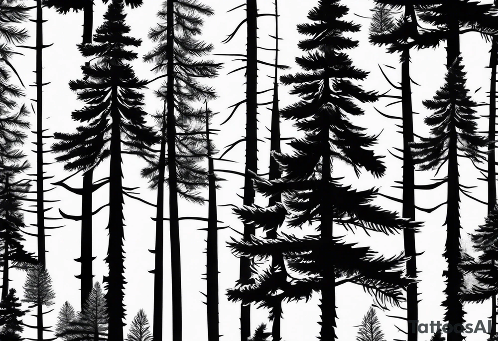 Douglas fir tree in negative space tattoo idea