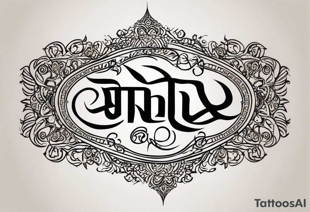 Design a tattoo featuring the name 'Kaherovi' rendered in a Sanskrit-inspired English font. The lettering should blend traditional Sanskrit calligraphy elements with modern tattoo aesthetics. The design should be elegant, with flowing curves and intricate details that evoke the cultural richness of Sanskrit script, while ensuring that the name is clearly legible. The overall style should balance artistic flair with a timeless, spiritual feel tattoo idea