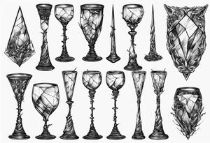 Shattered glass goblet unicorn horn tattoo idea