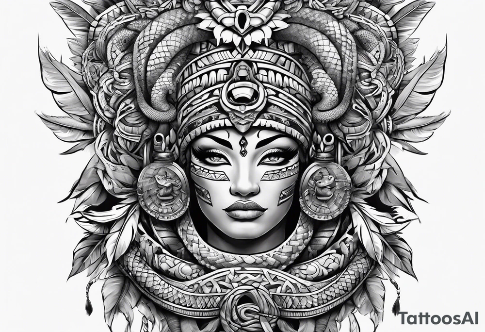 aztec snake sleeve tattoo idea