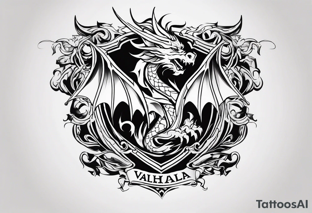 Valhalla sheild dragon tattoo idea
