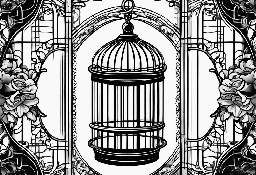 Empty bird cage tattoo idea