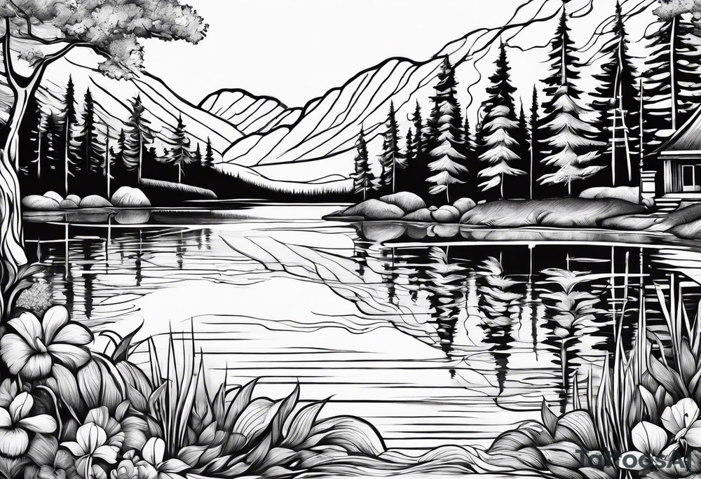 Lake with an infinity sign tattoo idea