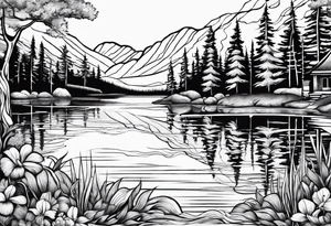 Lake with an infinity sign tattoo idea