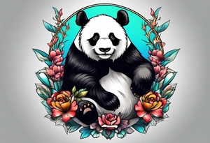 panda riding a panda tattoo idea