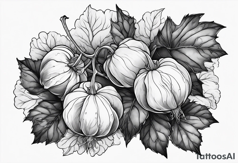 Physalis with clouds tattoo idea