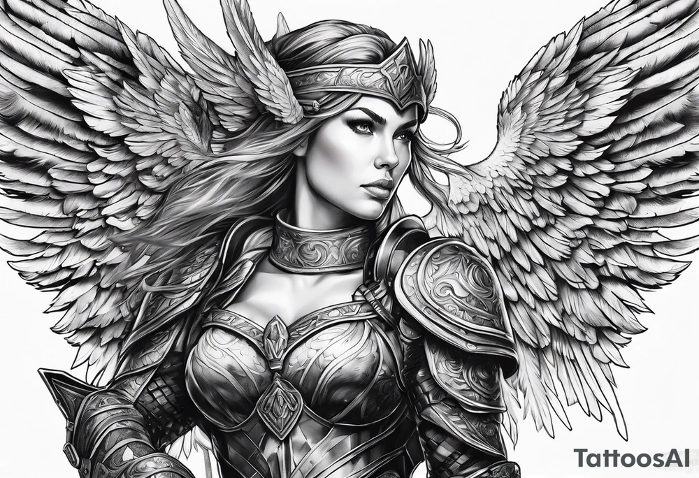 Valkyrie on horse wings tattoo idea