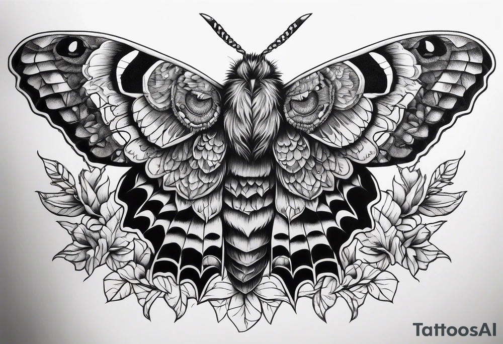 Dead head moth with owl eyes tattoo idea