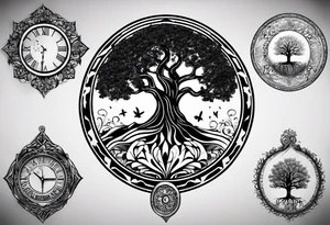 Should be on the arm or hand it can also be around the arm like a circle. The tattoo should be tree of life with thia text: Don't waste your time looking back, you're not going that way. tattoo idea
