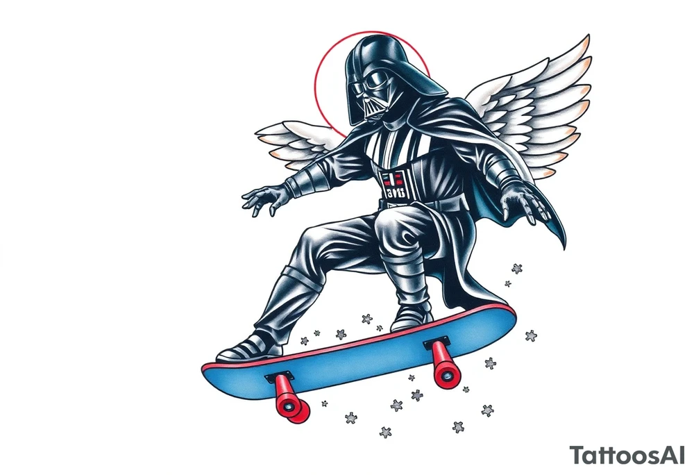darth vader skateboarding, heaven, outdoors, harley davidson, bullets, puzzle red & blue colors

WORDS "Seth J. Carter"
12/29/88-01/06/24 tattoo idea