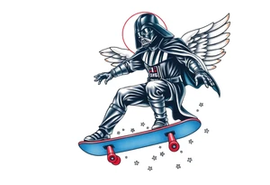 darth vader skateboarding, heaven, outdoors, harley davidson, bullets, puzzle red & blue colors

WORDS "Seth J. Carter"
12/29/88-01/06/24 tattoo idea