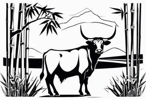 vietnamese ox in a bamboo field tattoo idea