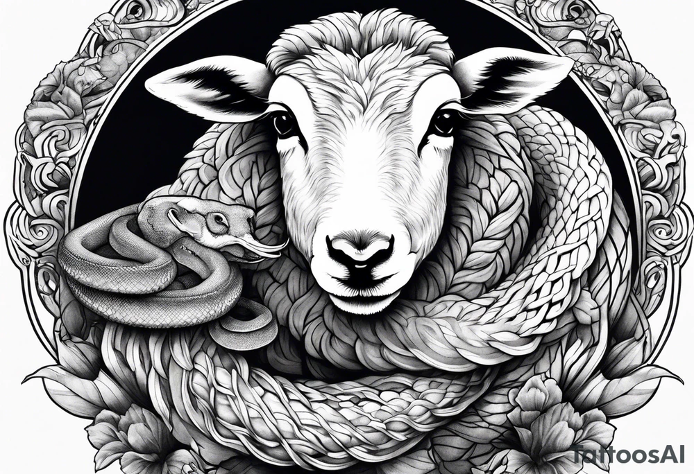 Tattoo of lamb eating a snake tattoo idea