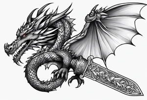 dragon wraps around dagger tattoo idea
