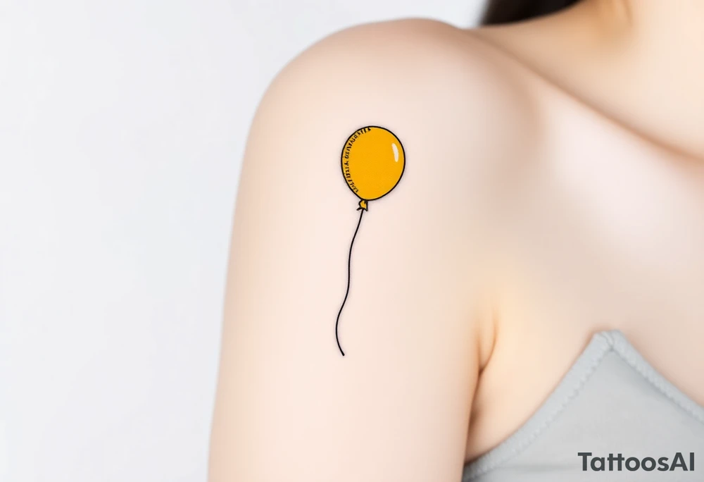 small yellow balloon without string 
with letters osaat on bicep tattoo idea