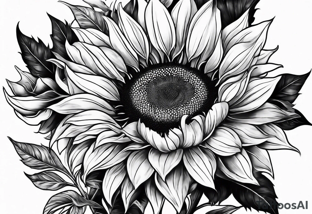 sunflower sleeve tattoo idea