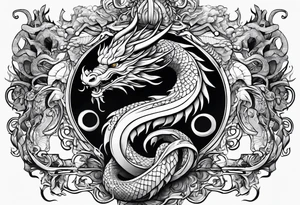 caduceus replace snakes with eastern dragons tattoo idea