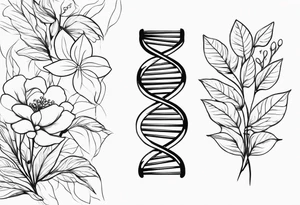 simple minimalist dna with floral elements tattoo idea