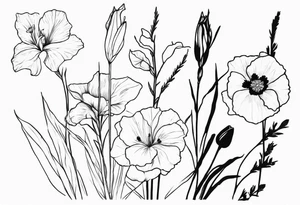 larkspur gladiola and poppy tattoo idea