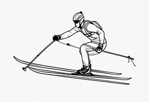 Skier simple line drawing tattoo idea