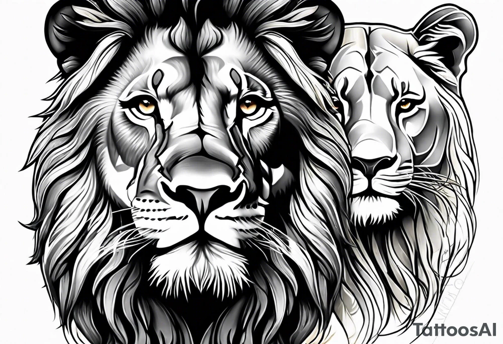 lion and lioness tattoo idea