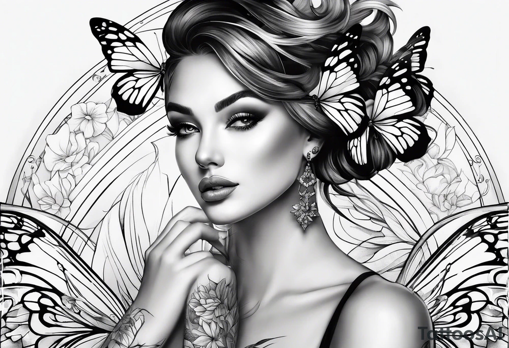 3 fine line butterflies tattoo idea