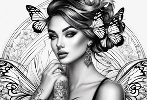 3 fine line butterflies tattoo idea
