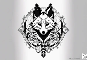 Renard sur un fond boussole. Il faut une clé ( style keyblade dans kingdom hearts. Tatouage sur l'avant bras tattoo idea