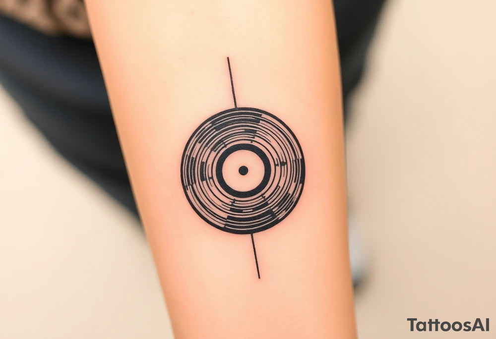 vinyl record and disco ball tattoo idea