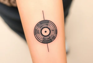 vinyl record and disco ball tattoo idea