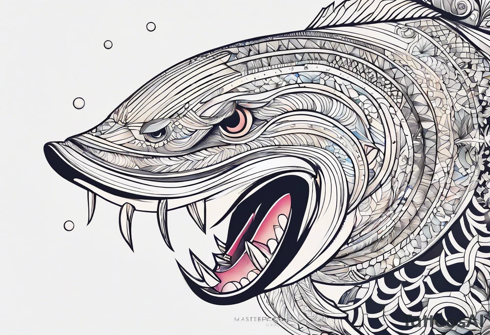 ocean, géométric, animal tattoo idea