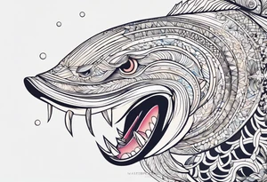 ocean, géométric, animal tattoo idea