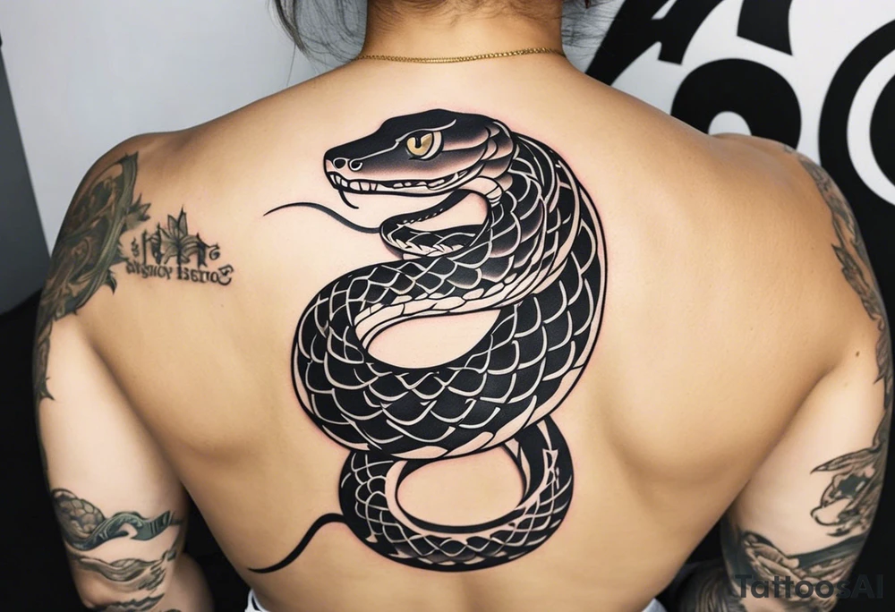 snake fast slithering from above simple tattoo idea