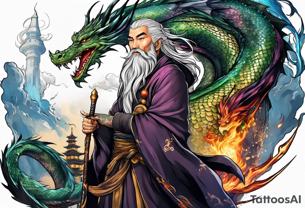 Wizard with dragon tattoo idea