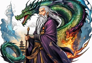 Wizard with dragon tattoo idea