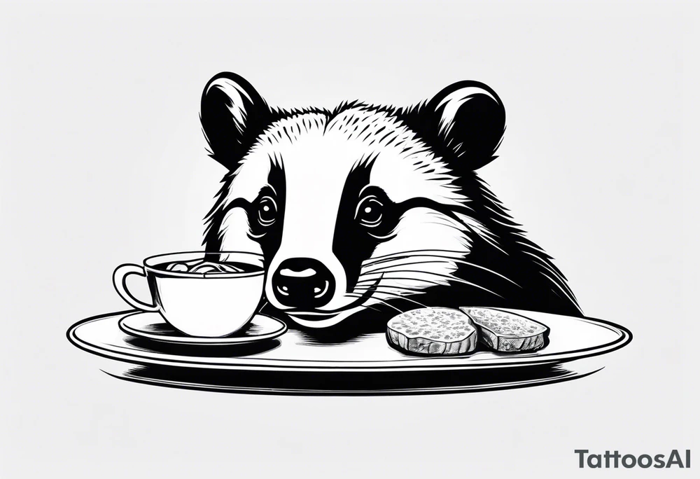 badger with glasses on eating tattoo idea