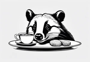 badger with glasses on eating tattoo idea