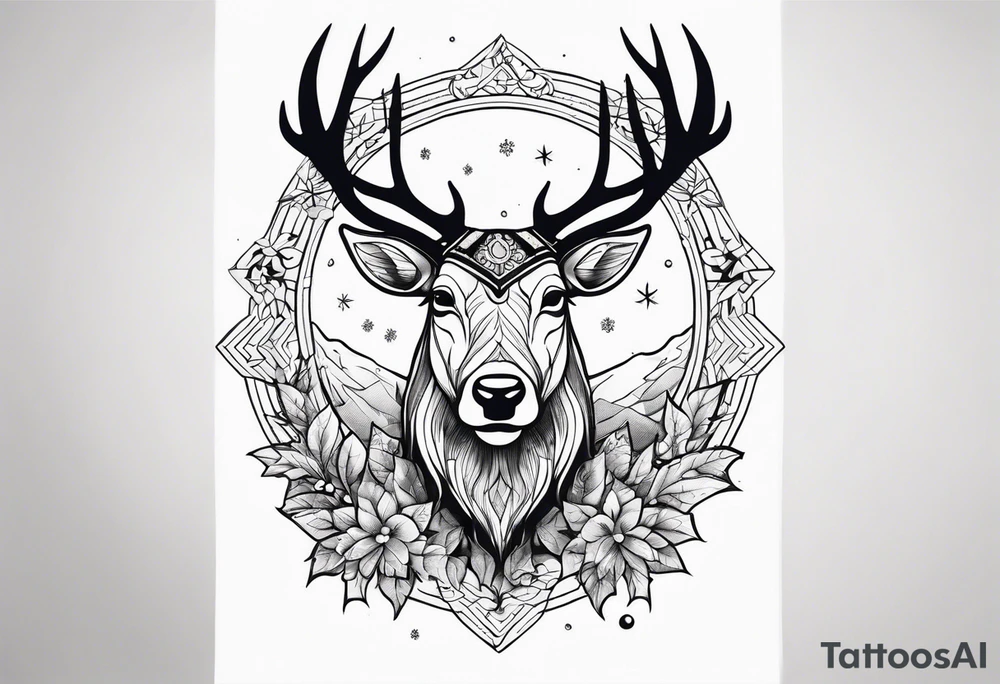 santa Claus reindeer tattoo idea